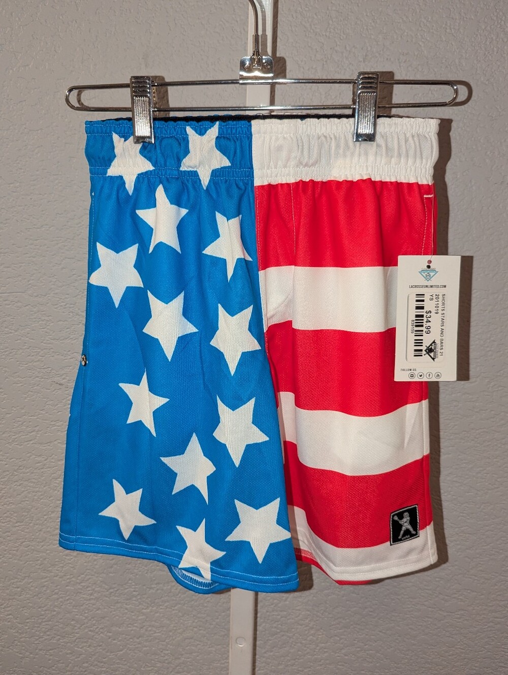 Lacrosse Unlimited Stars and Bars Shorts Youth SMALL NEW WITH TAG